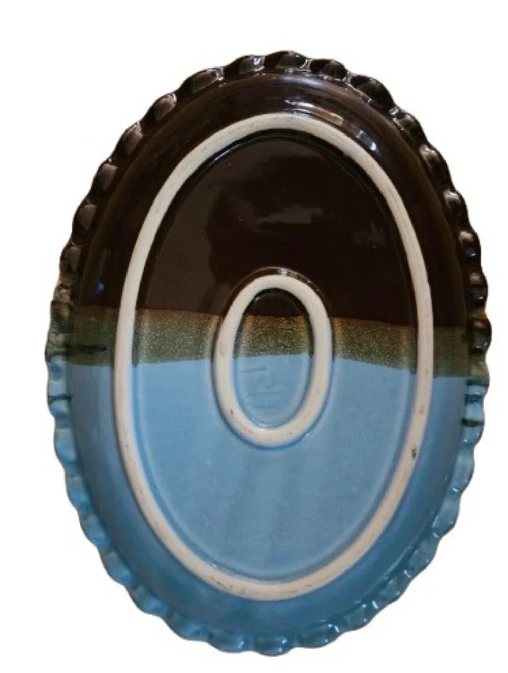 *Neher Vintage Clay in Motion Handmade Ceramic Oval Platter in Ocean Tide